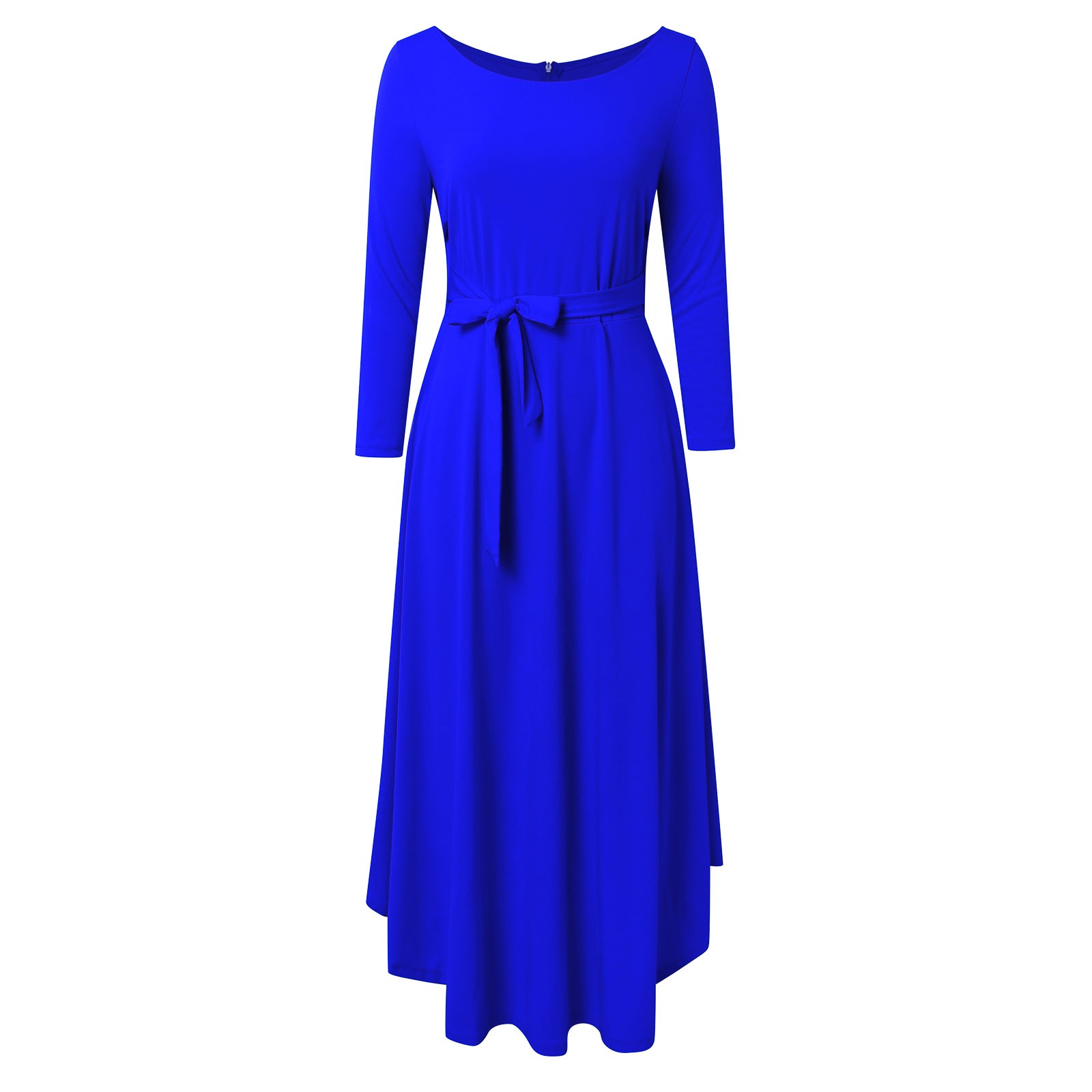 thumbnail image 4 of Vestido de manga larga con cuello redondo y bolsillos para mujer - Corte holgado informal, poliéster - Tallas L-XXXL, 4 of 8